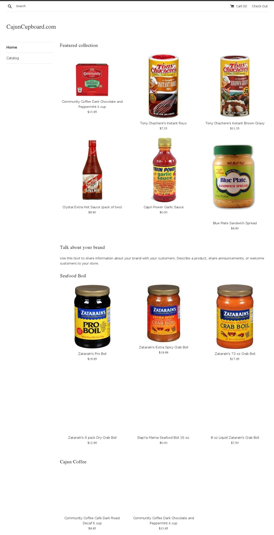 cajuncupboard.com — Shopify storefront screenshot