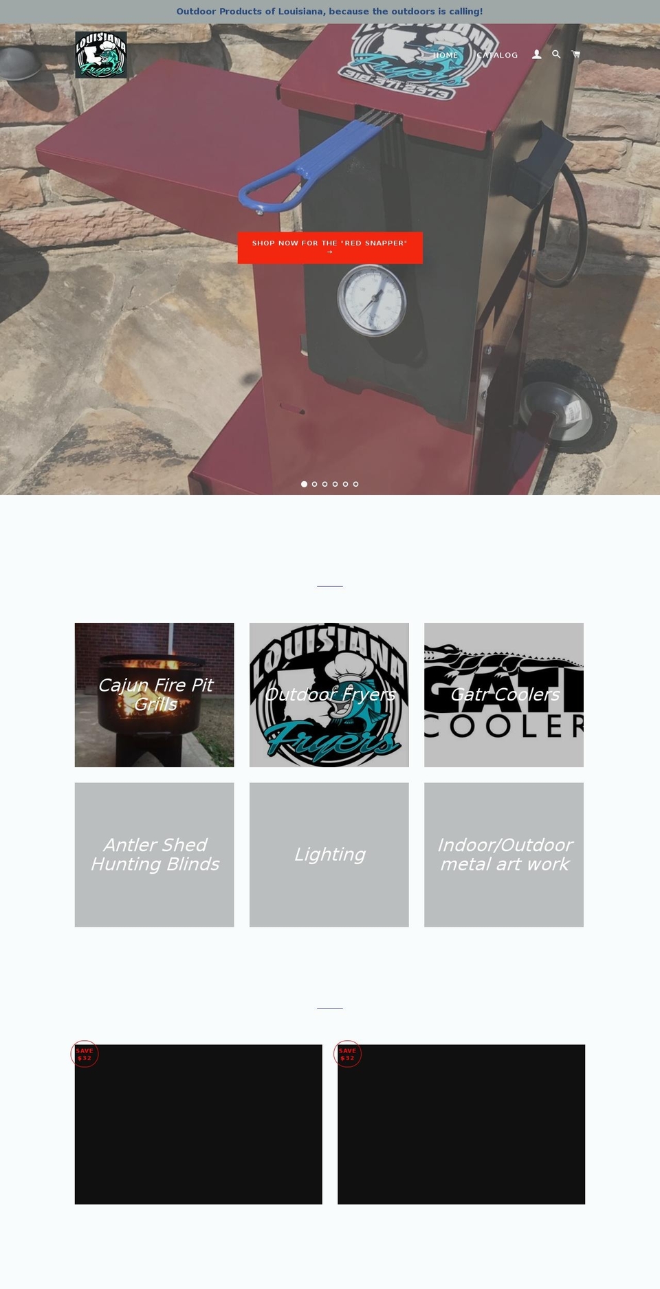 cajunfirepits.com — Shopify storefront screenshot