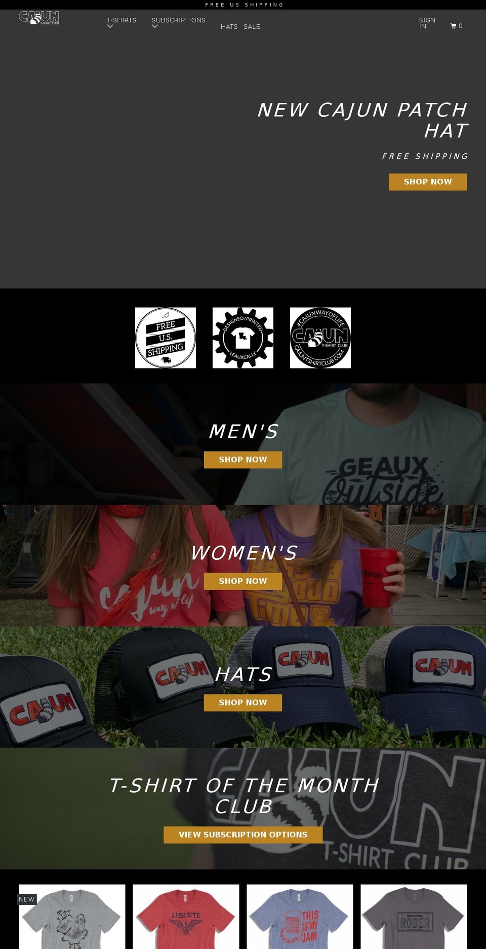 cajuntshirtclub.com shopify website screenshot