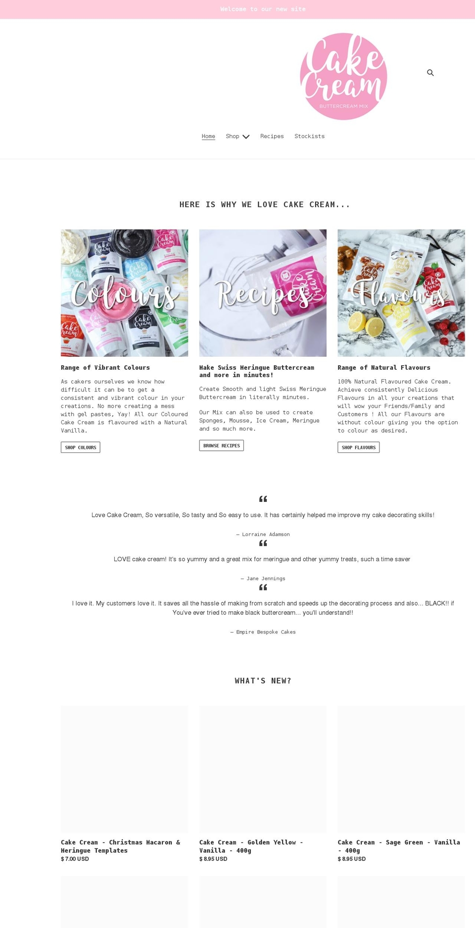 cake-cream.com shopify website screenshot