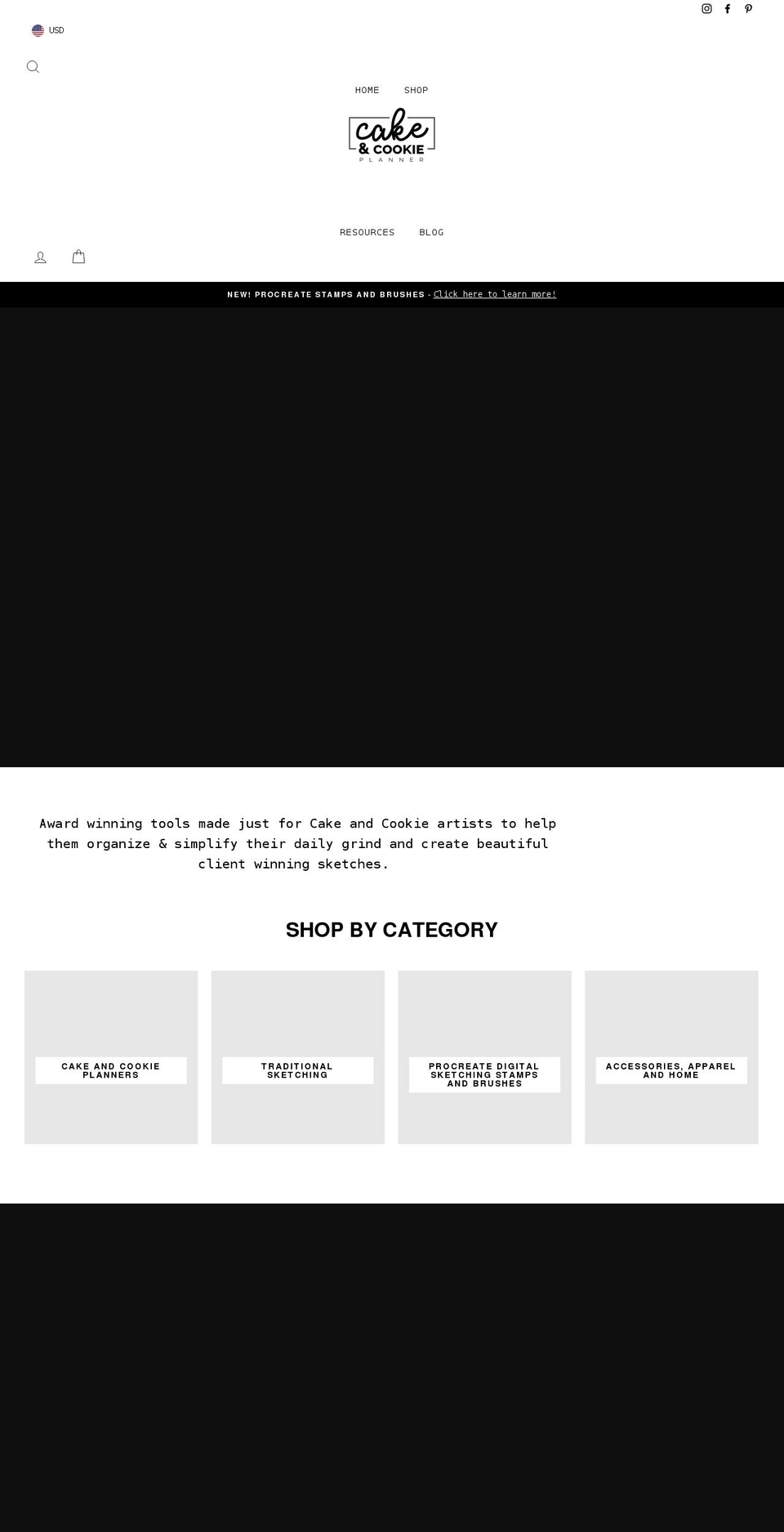 cakeandcookieplanner.com — Shopify storefront screenshot