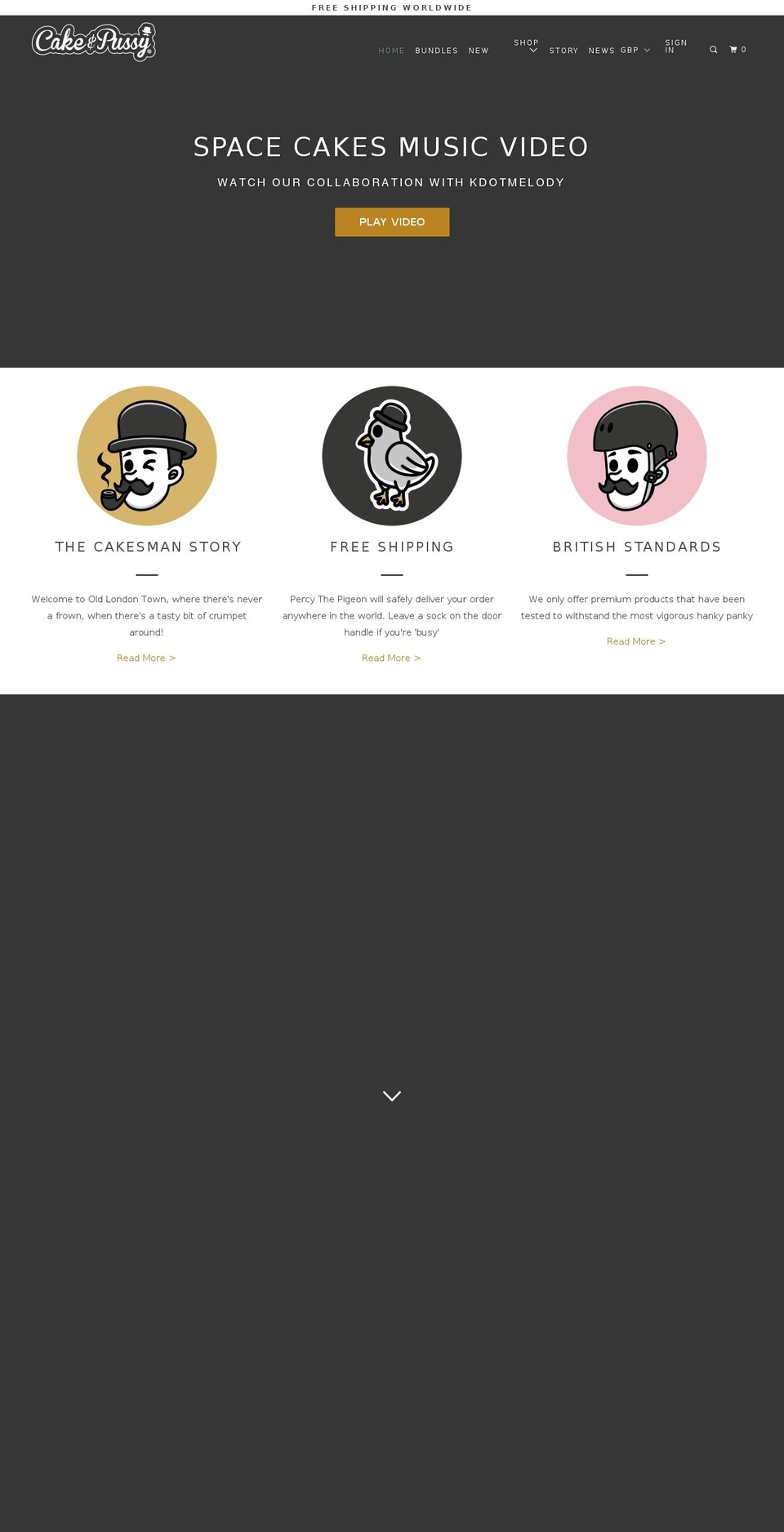 cakeandpxssy.com shopify website screenshot