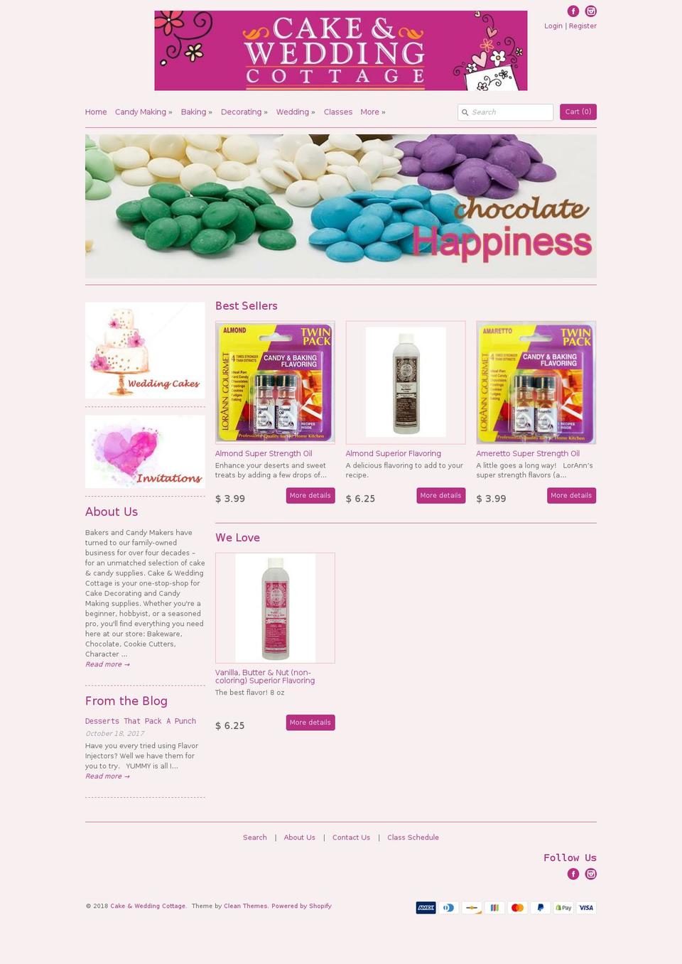 cakeandweddingcottage.com — Shopify storefront screenshot