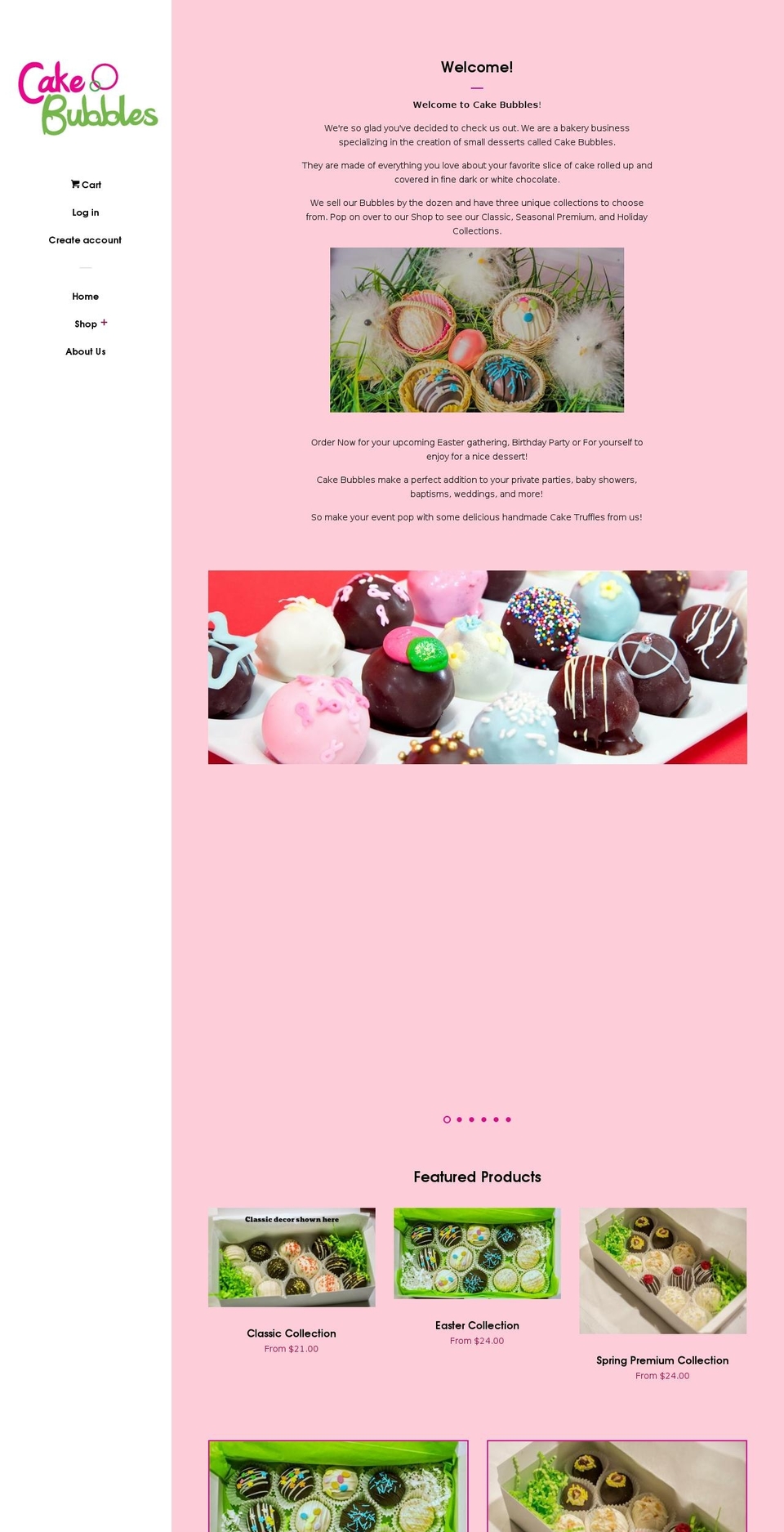 cakebubbles.com shopify website screenshot