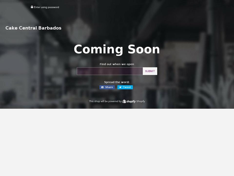 cakecentralbarbados.com shopify website screenshot