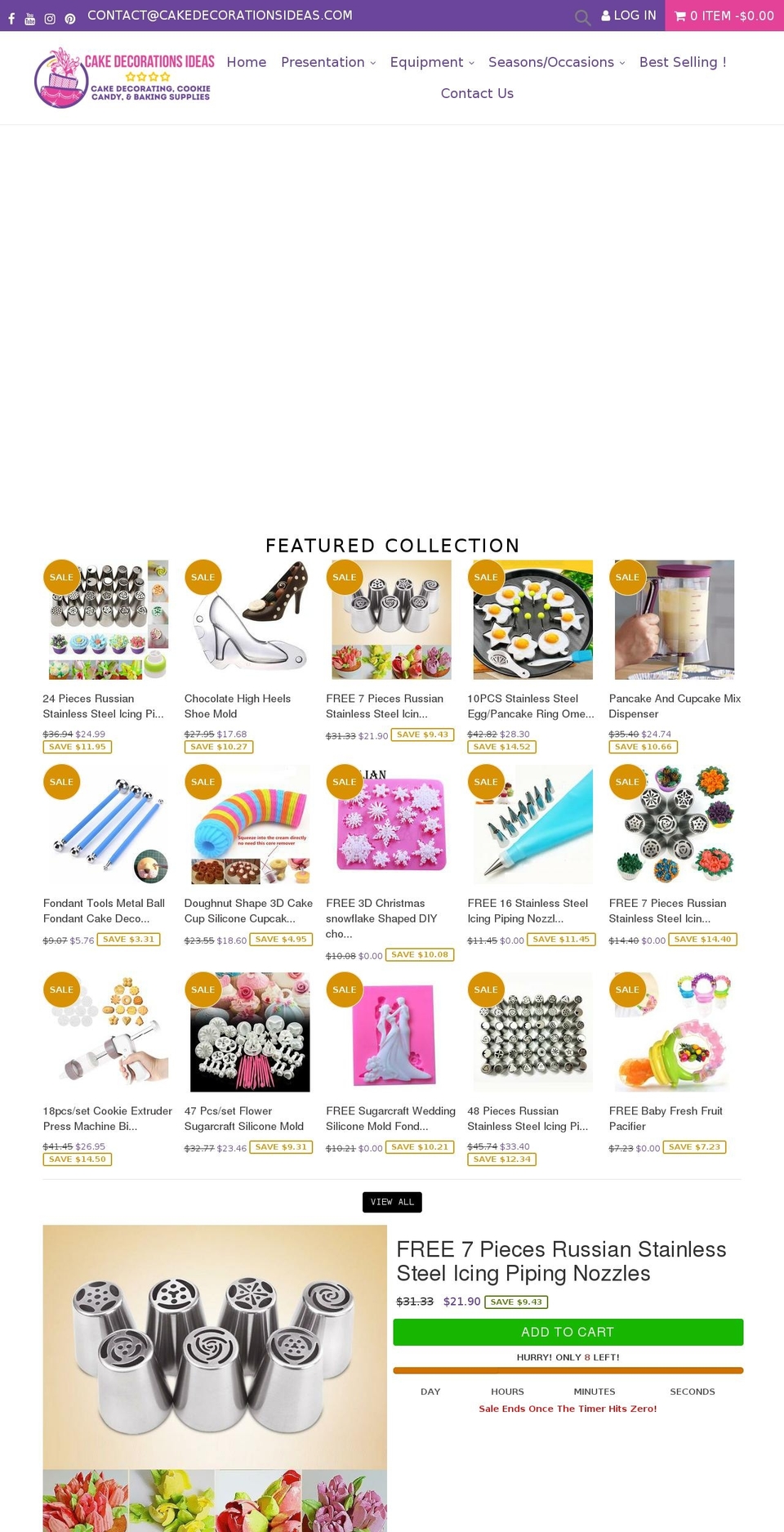 cakedecorationsideas.com — Shopify storefront screenshot