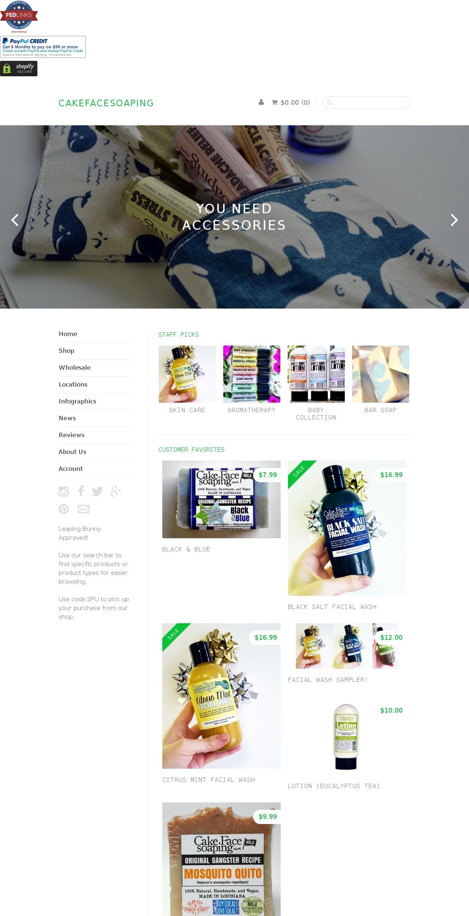 cakefacesoaping.com shopify website screenshot