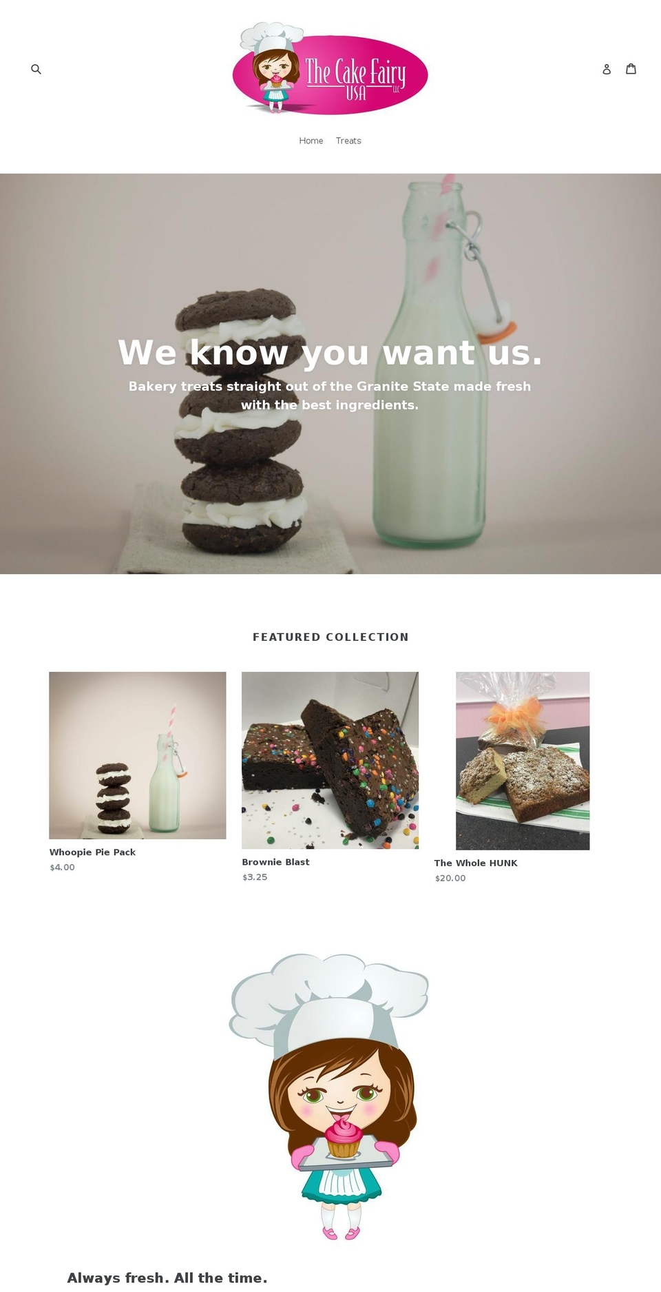 cakefairybakery.com shopify website screenshot