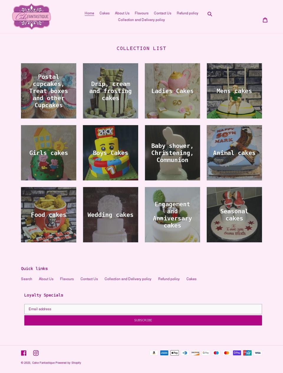cakefantastique.com shopify website screenshot