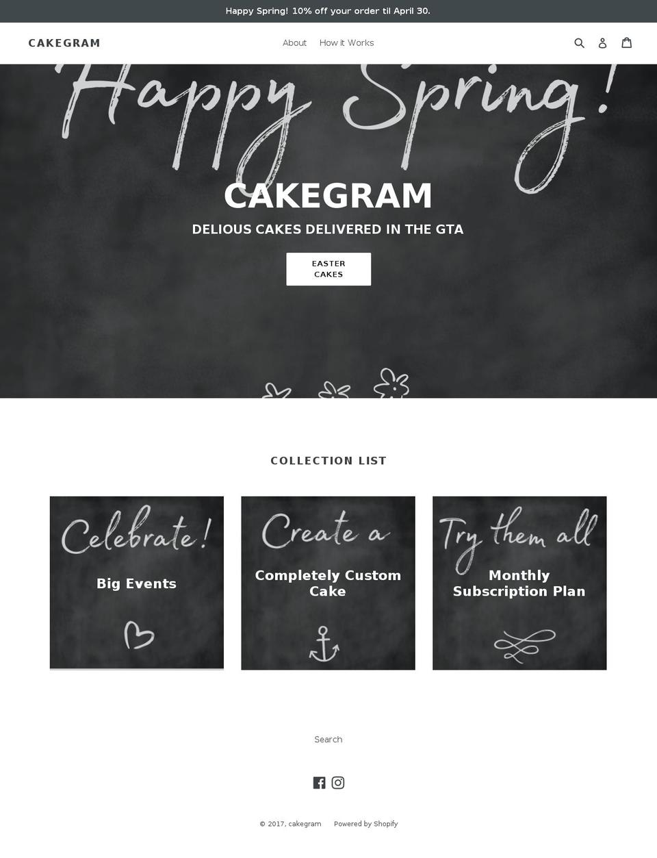 cakegram.com shopify website screenshot