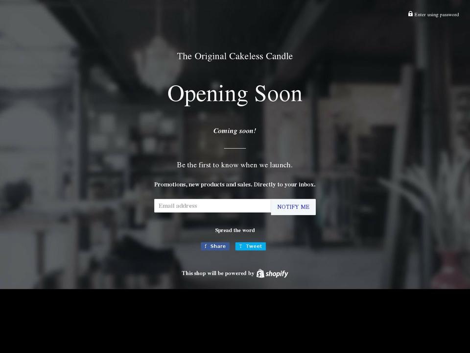 cakelesscandle.com shopify website screenshot