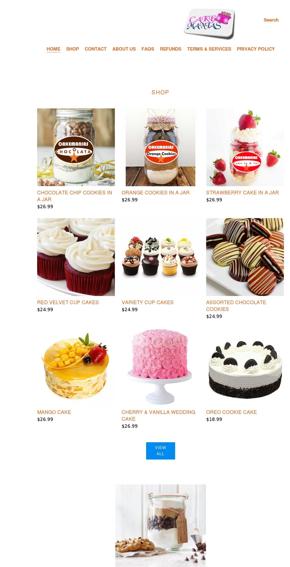 cakemanias.com shopify website screenshot