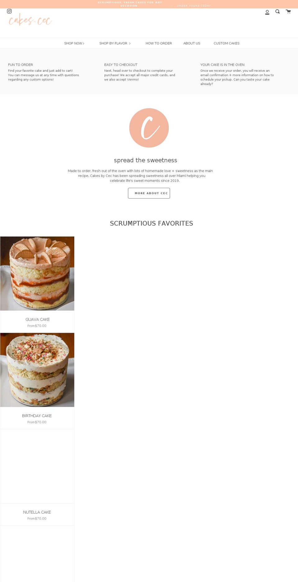 cakesbycec.com shopify website screenshot