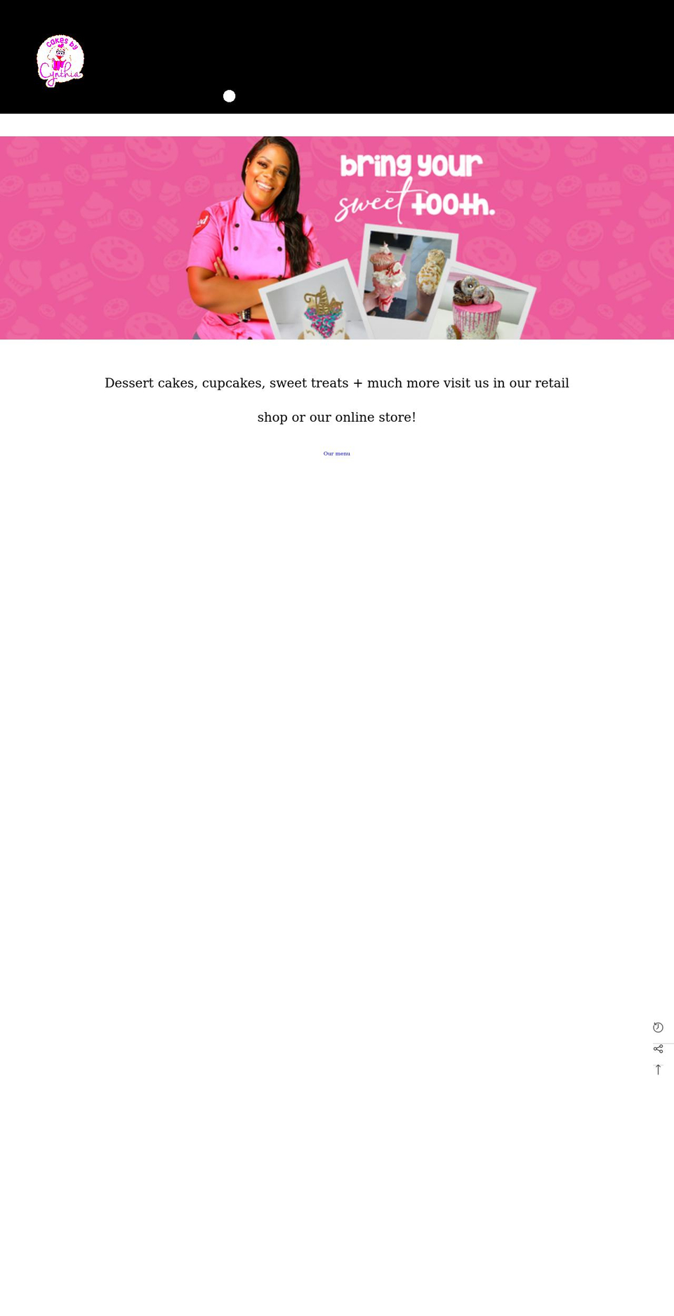 cakesbycynthia.net shopify website screenshot