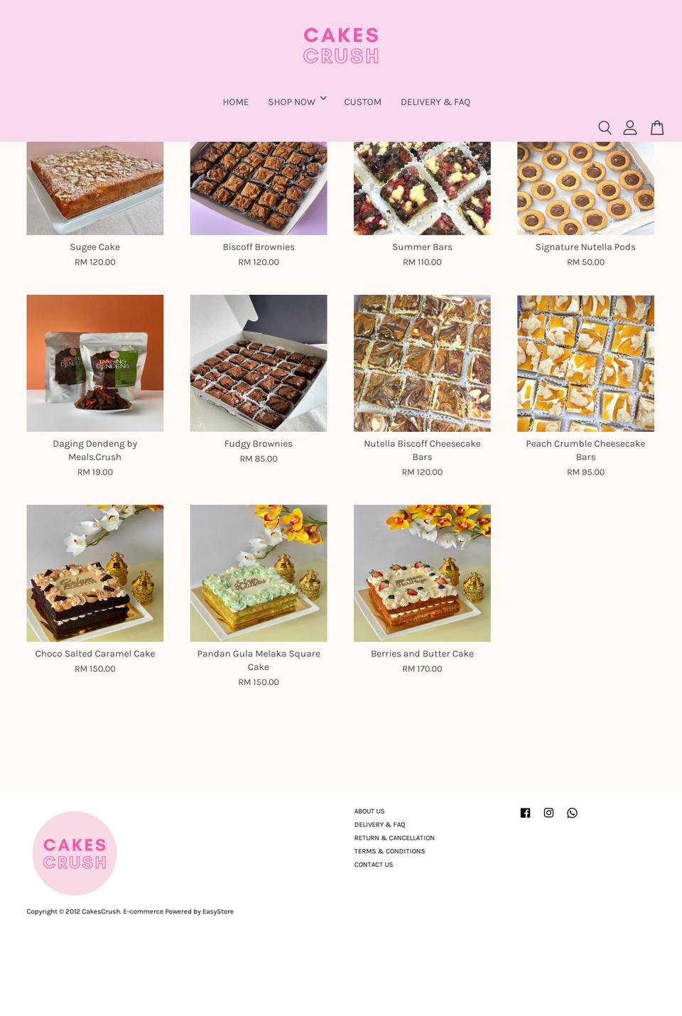 cakescrush.com — Shopify storefront screenshot