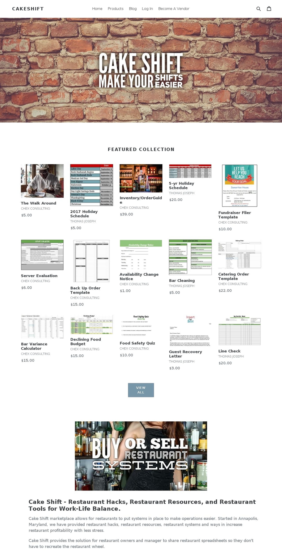 cakeshift.com — Shopify storefront screenshot