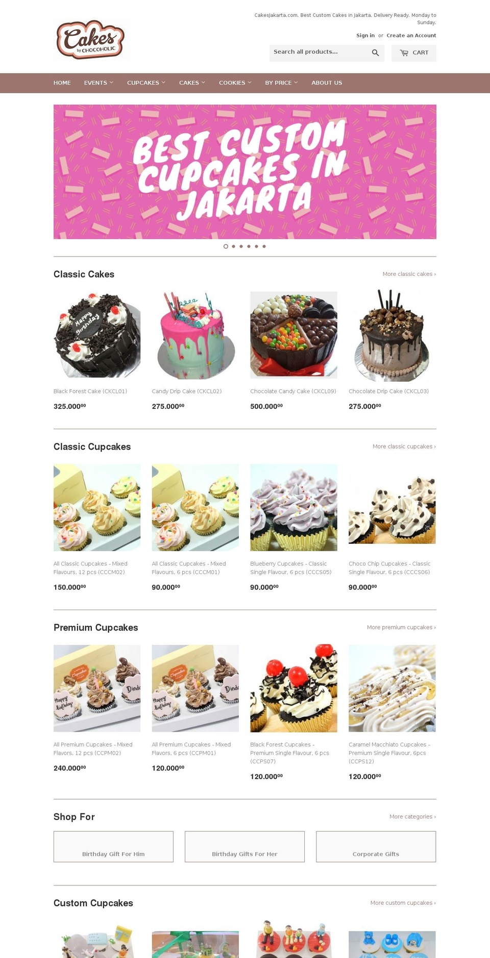 cakesjakarta.com shopify website screenshot