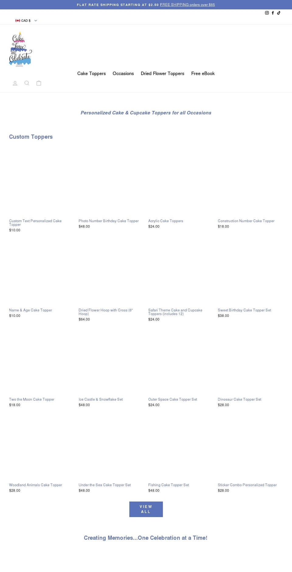 caketimeandcelebrate.com shopify website screenshot