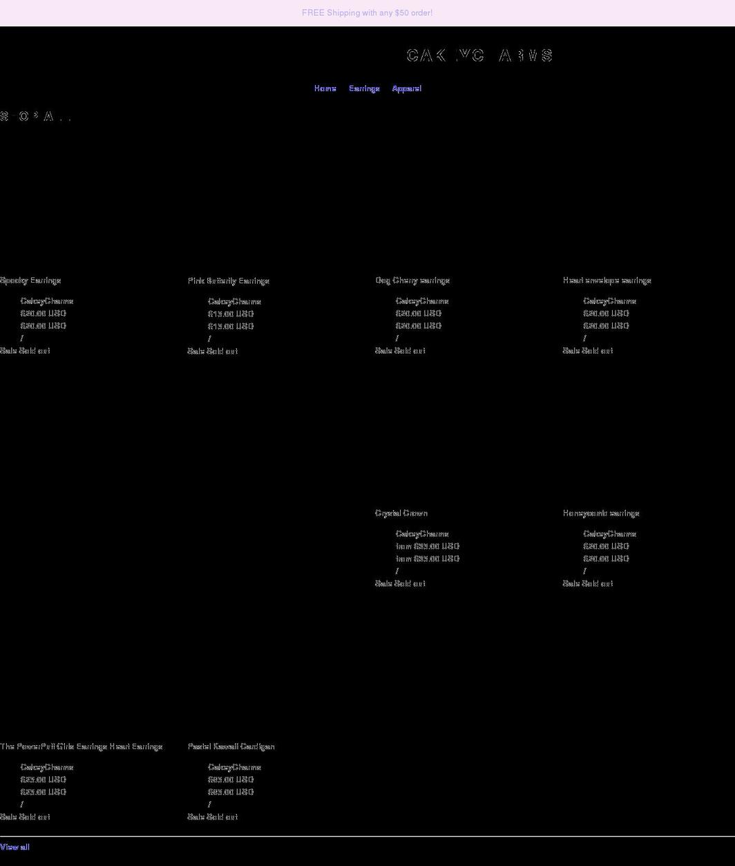 cakeycharms.com shopify website screenshot