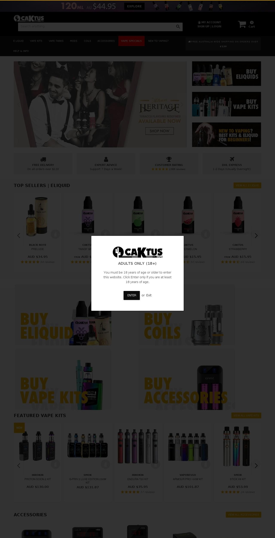 Caktus Theme Shopify theme site example caktusvape.com