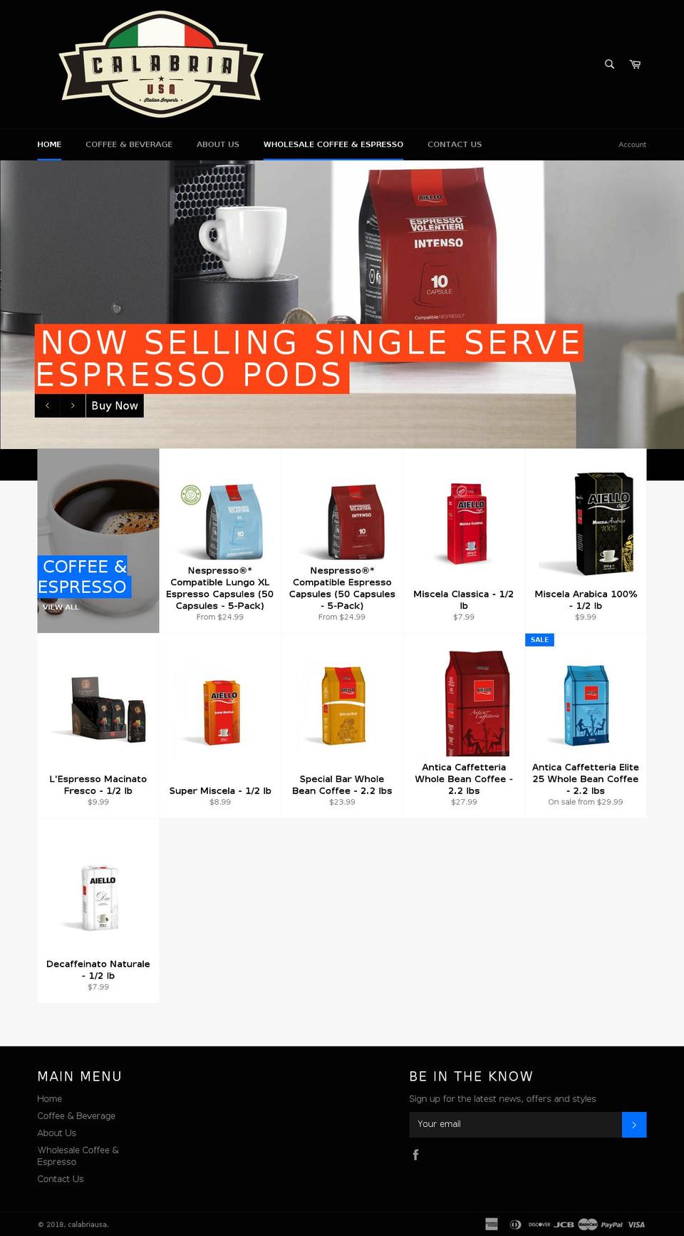 calabriausa.com — Shopify storefront screenshot