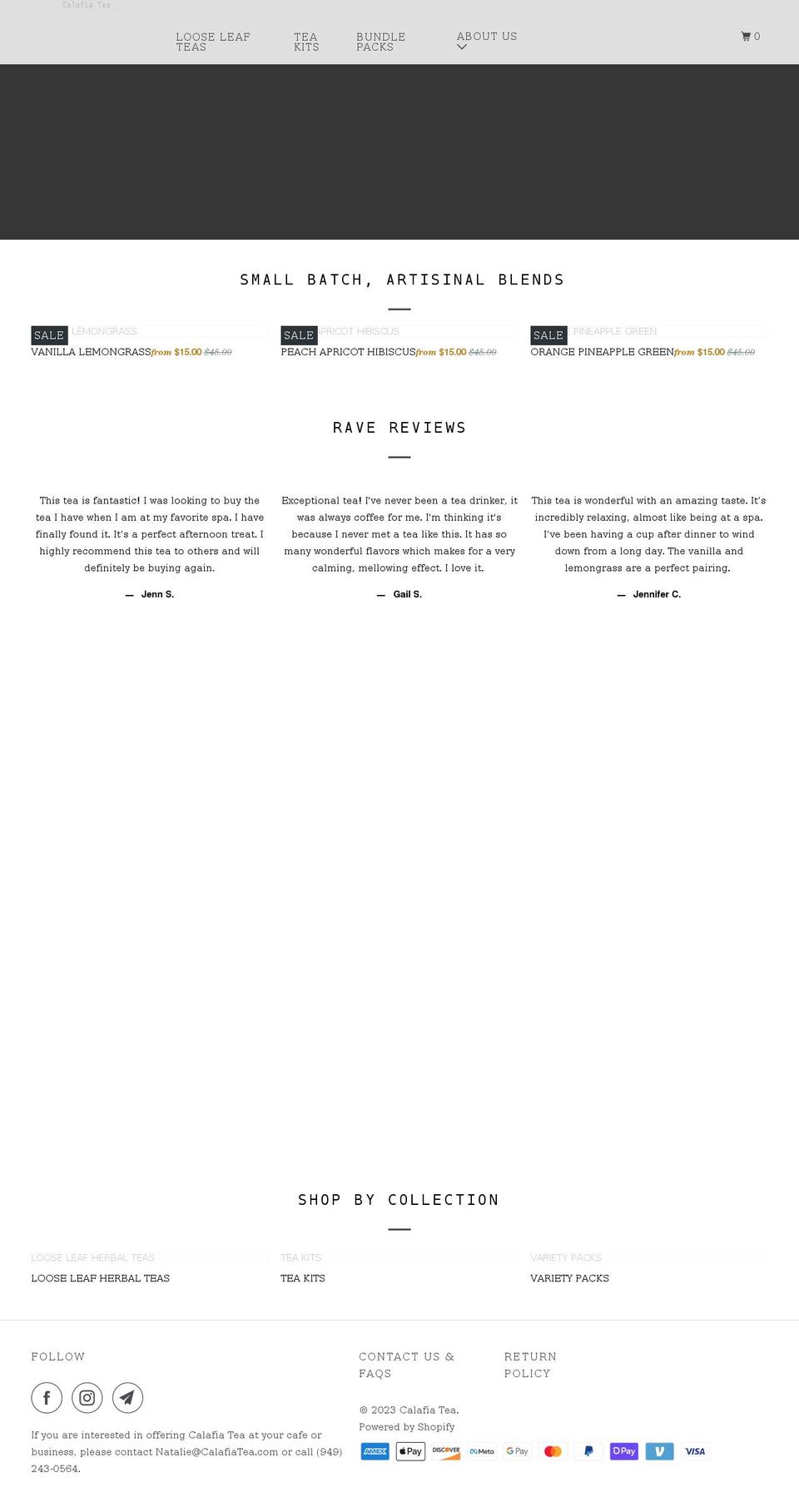 calafiatea.com shopify website screenshot