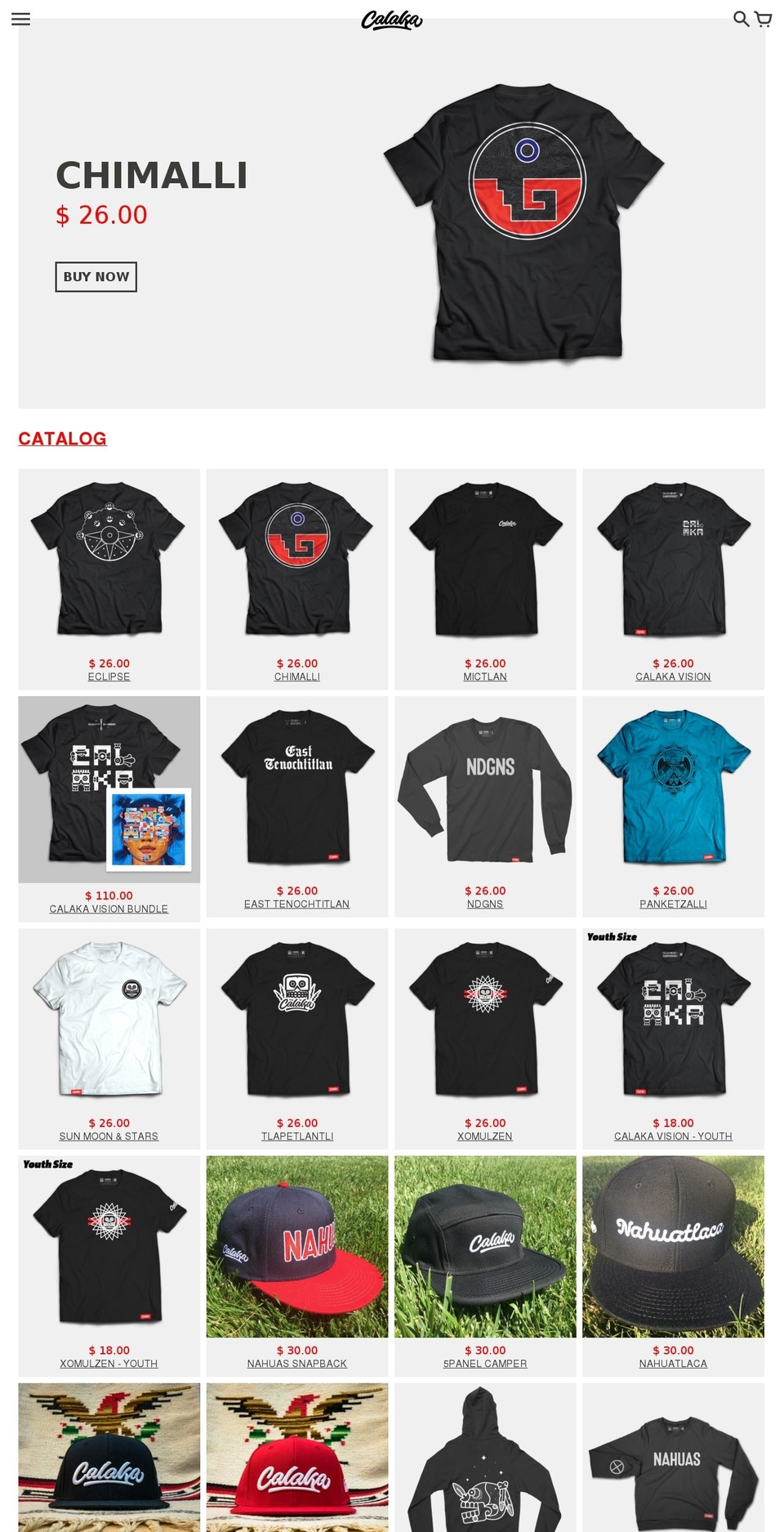 calakawear.com shopify website screenshot