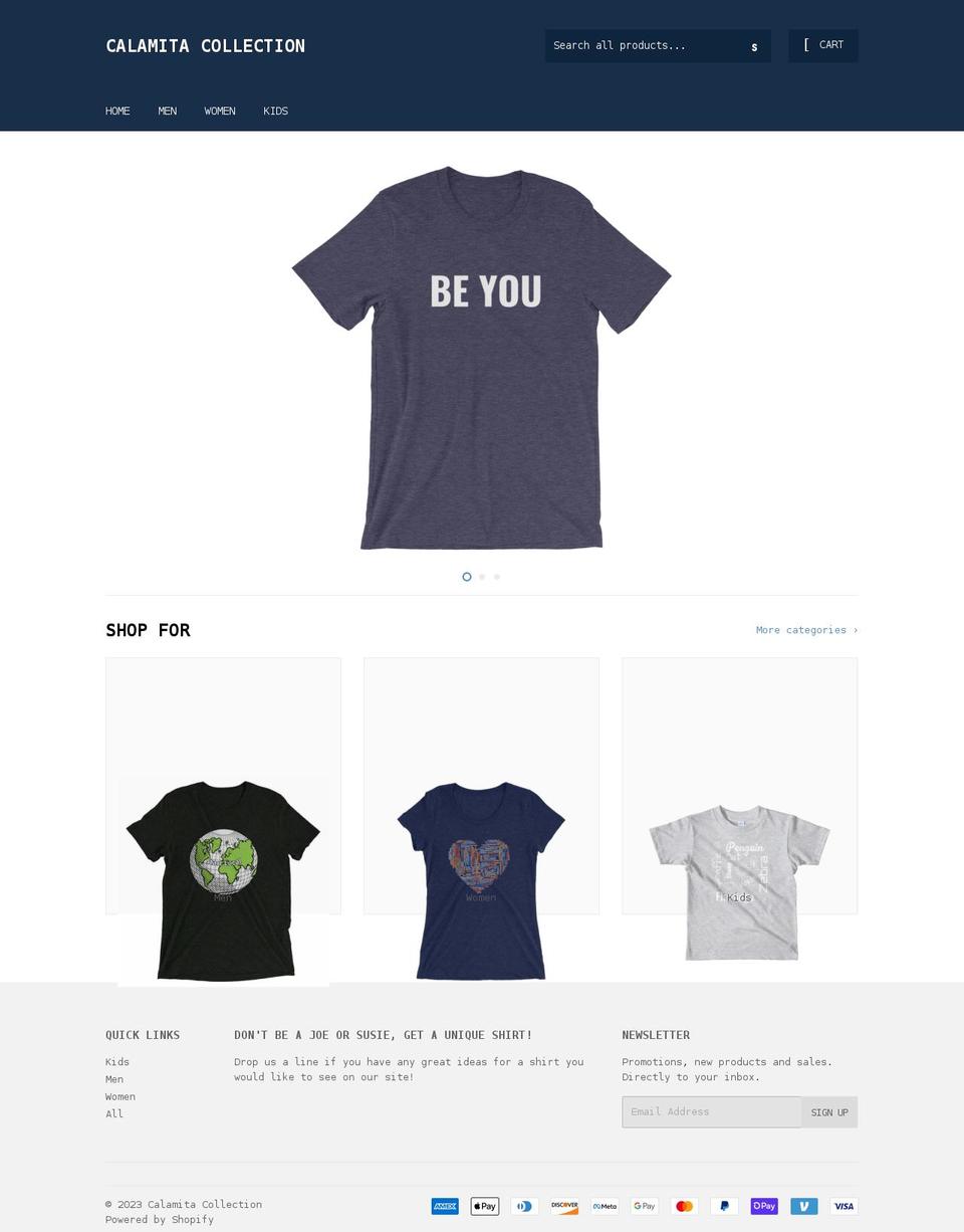 calamitacollection.com shopify website screenshot