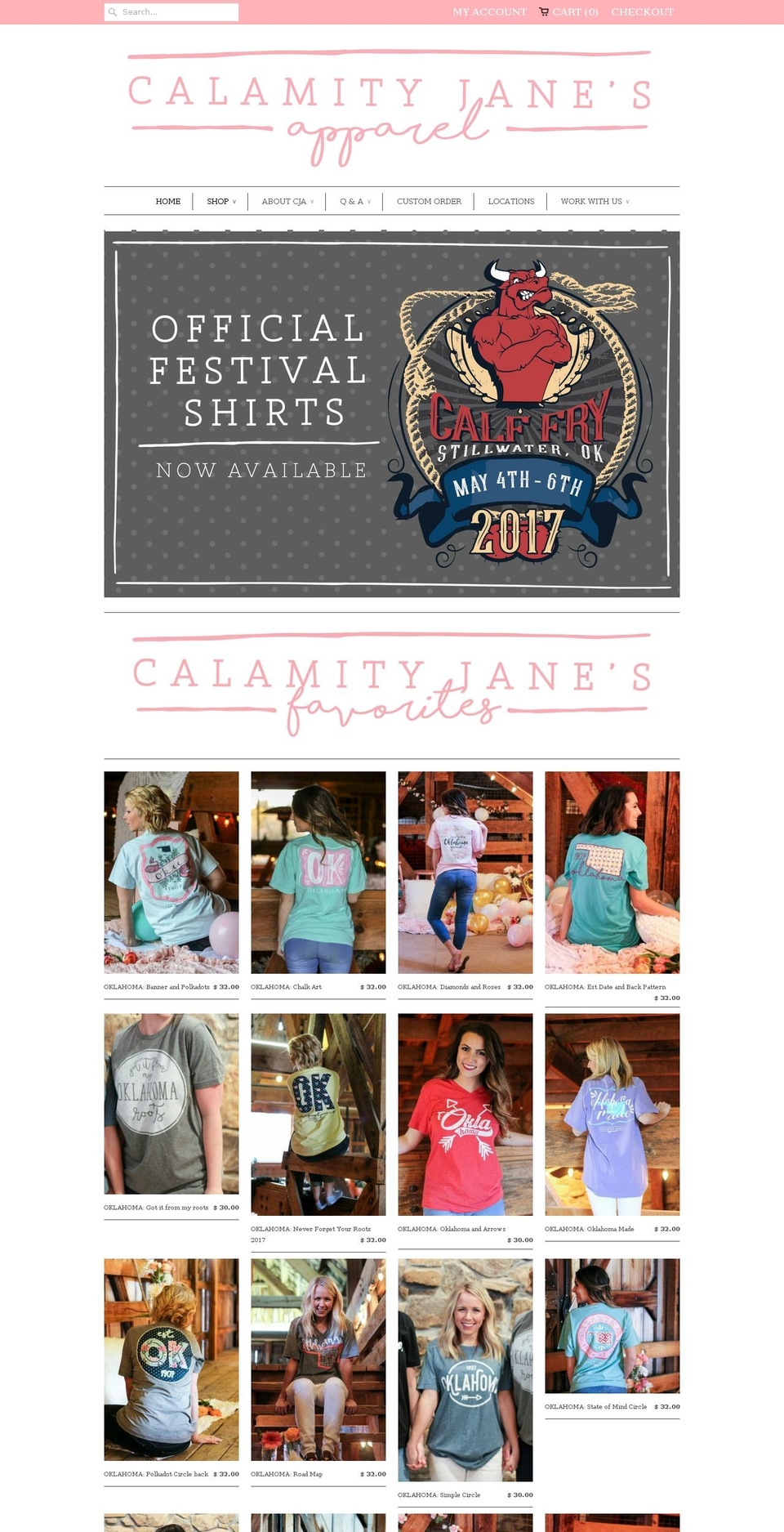 calamityjanesapparel.com shopify website screenshot