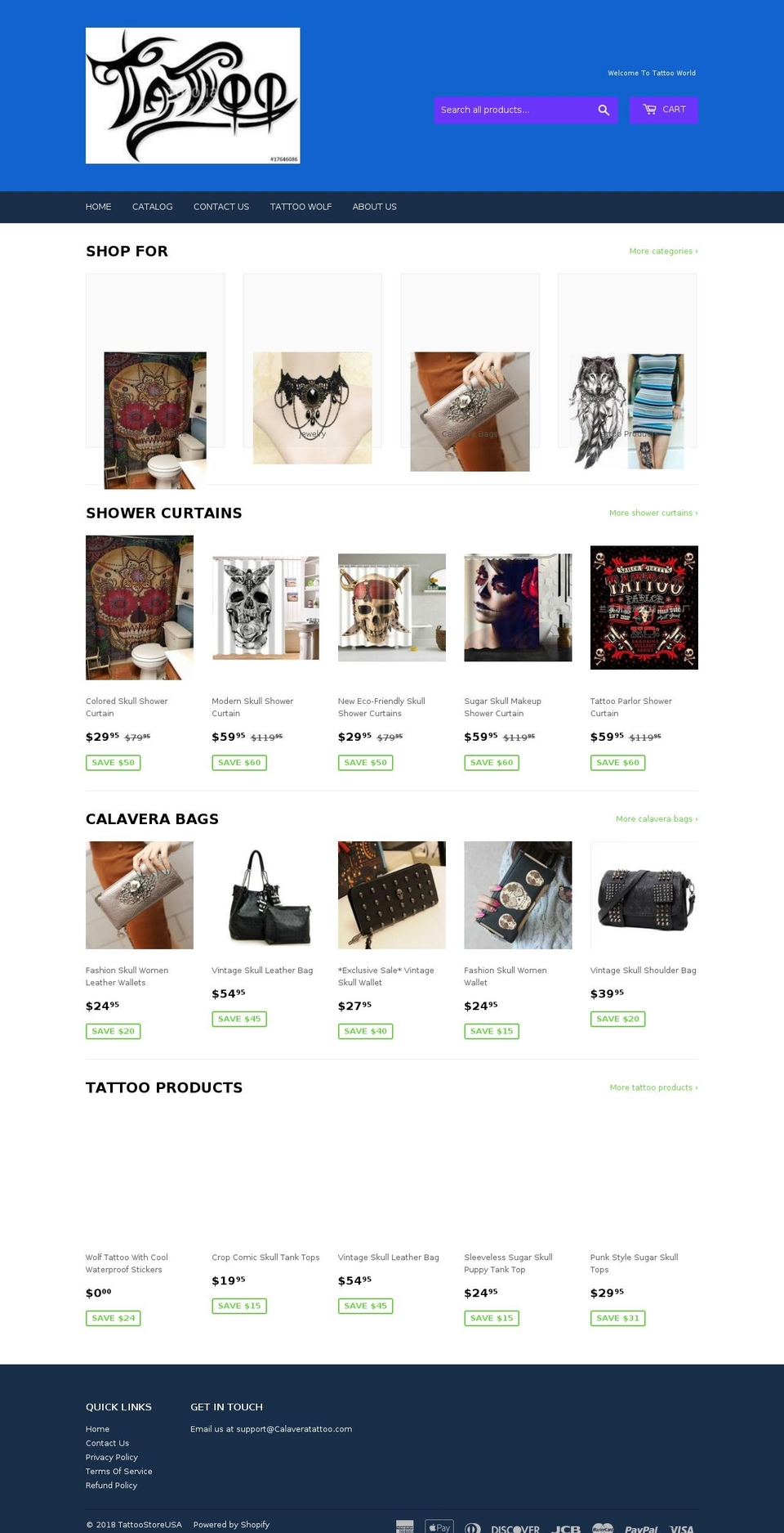 calaveratattoo.com — Shopify storefront screenshot