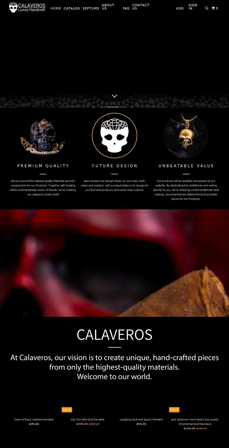 calaveros.com — Shopify storefront screenshot
