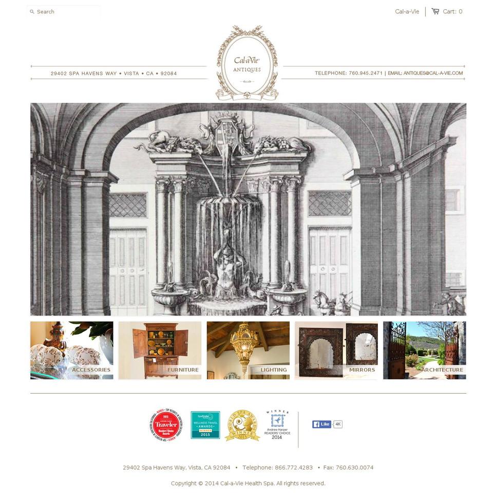 calavieantiques.com shopify website screenshot