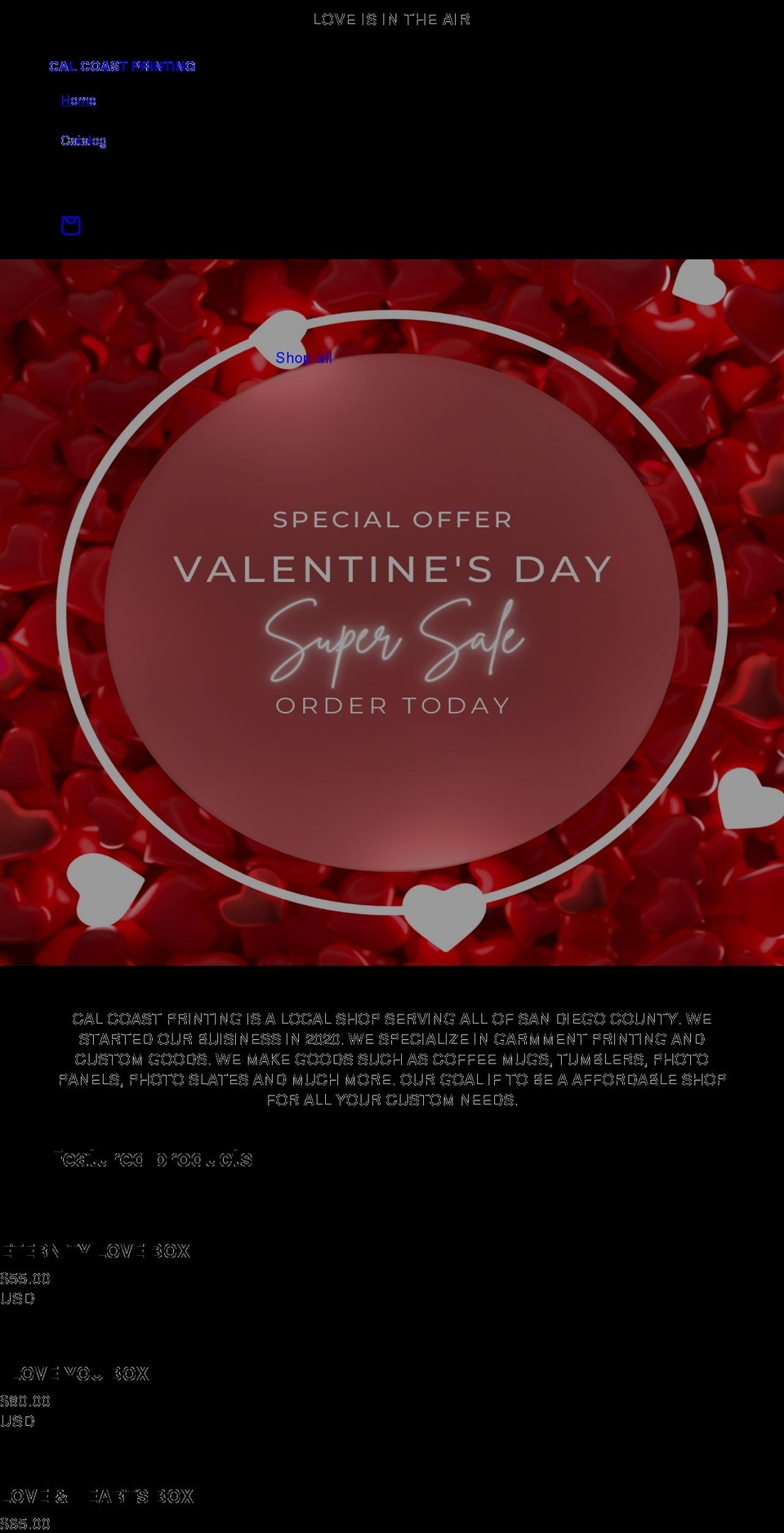 calcoastprinting.com shopify website screenshot