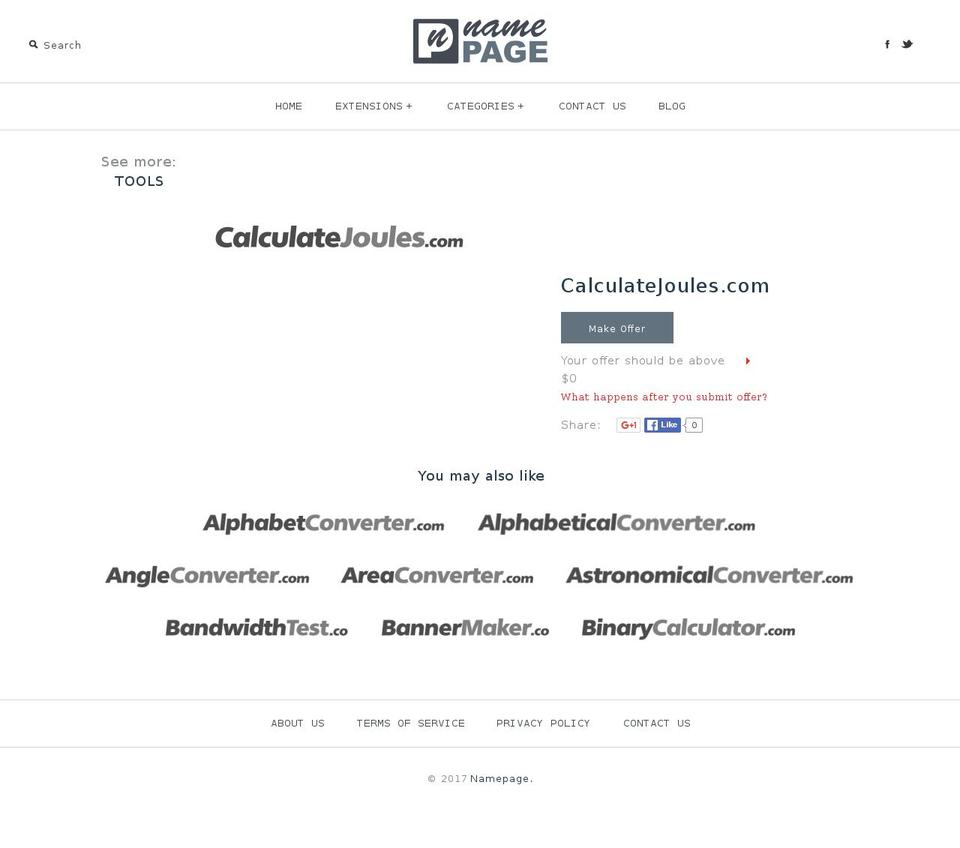 calculatejoules.com shopify website screenshot