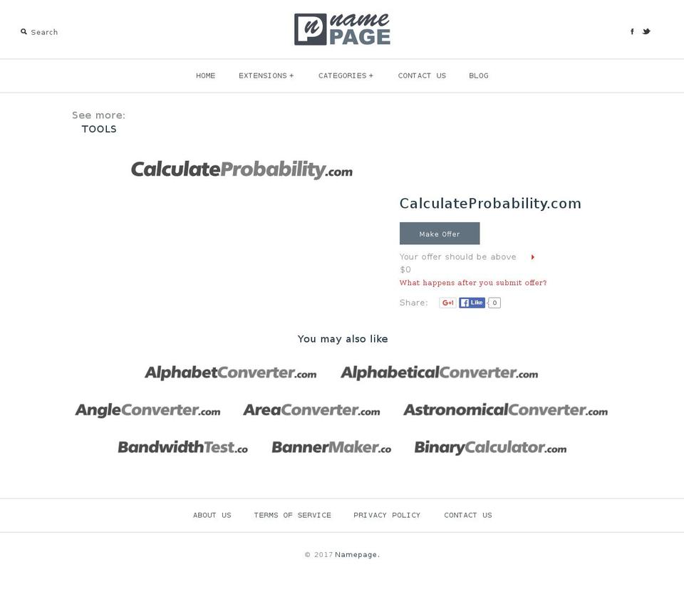 calculateprobability.com shopify website screenshot