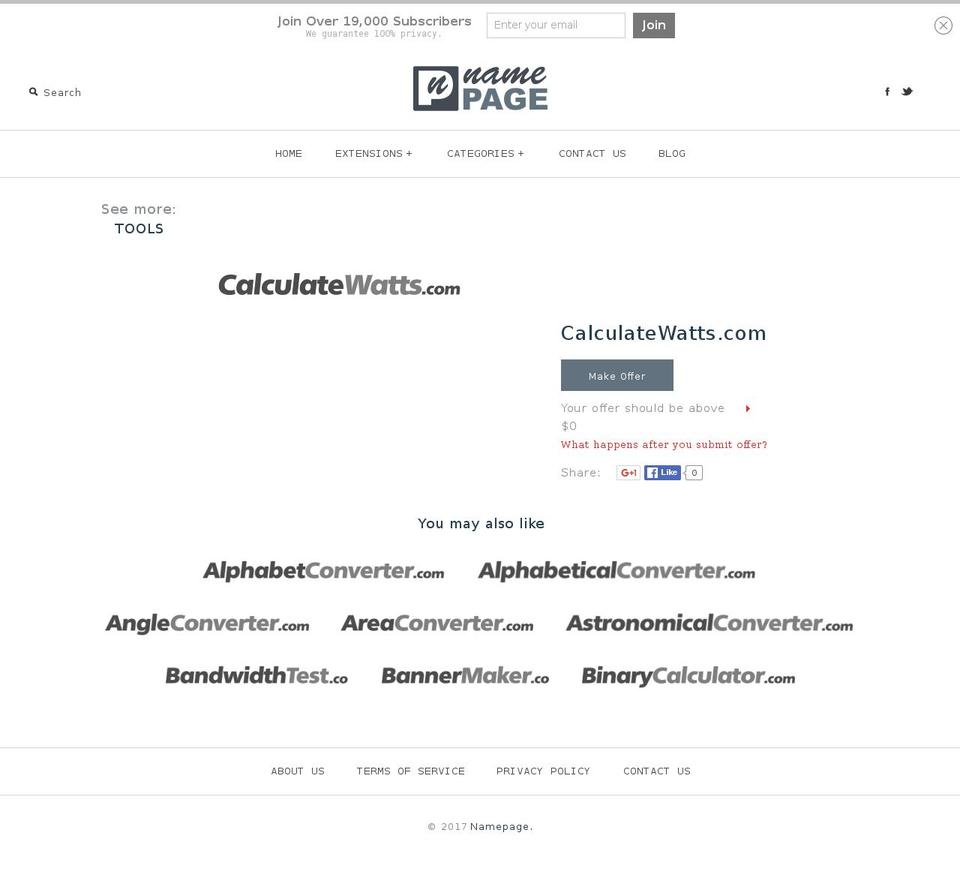 calculatewatts.com shopify website screenshot