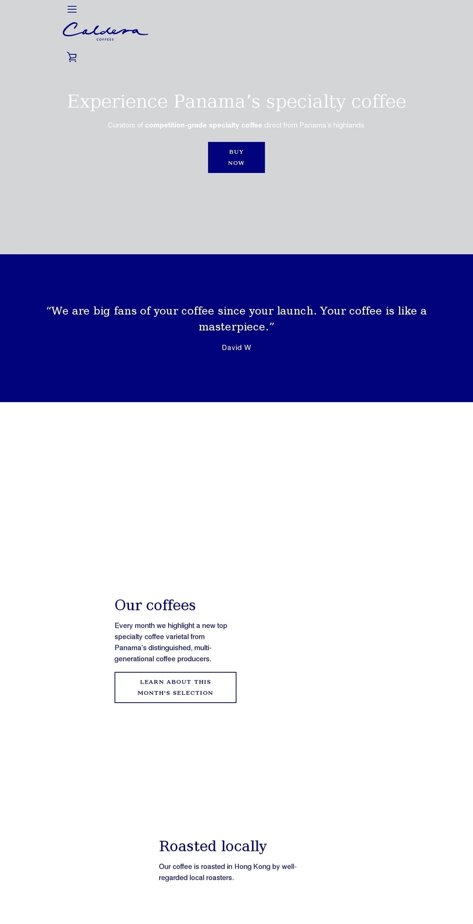 calderacoffees.com shopify website screenshot