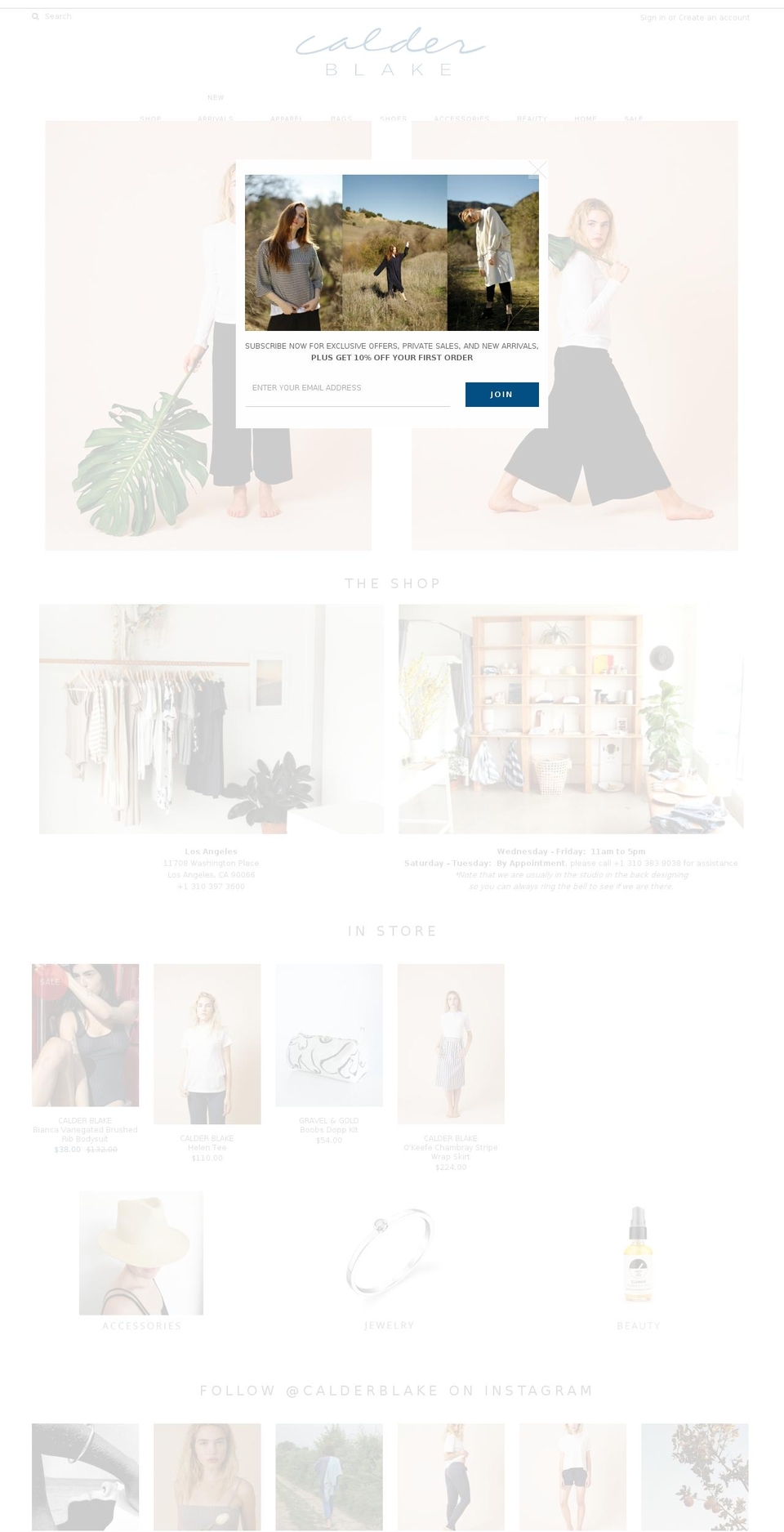 calderblake.com shopify website screenshot