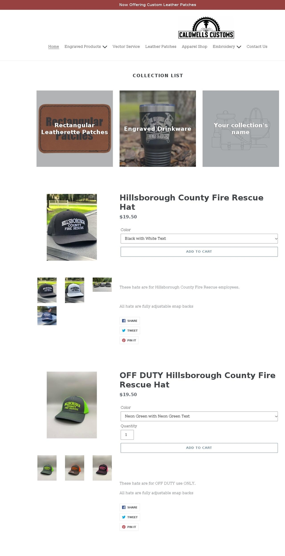 caldwellscustoms.com shopify website screenshot