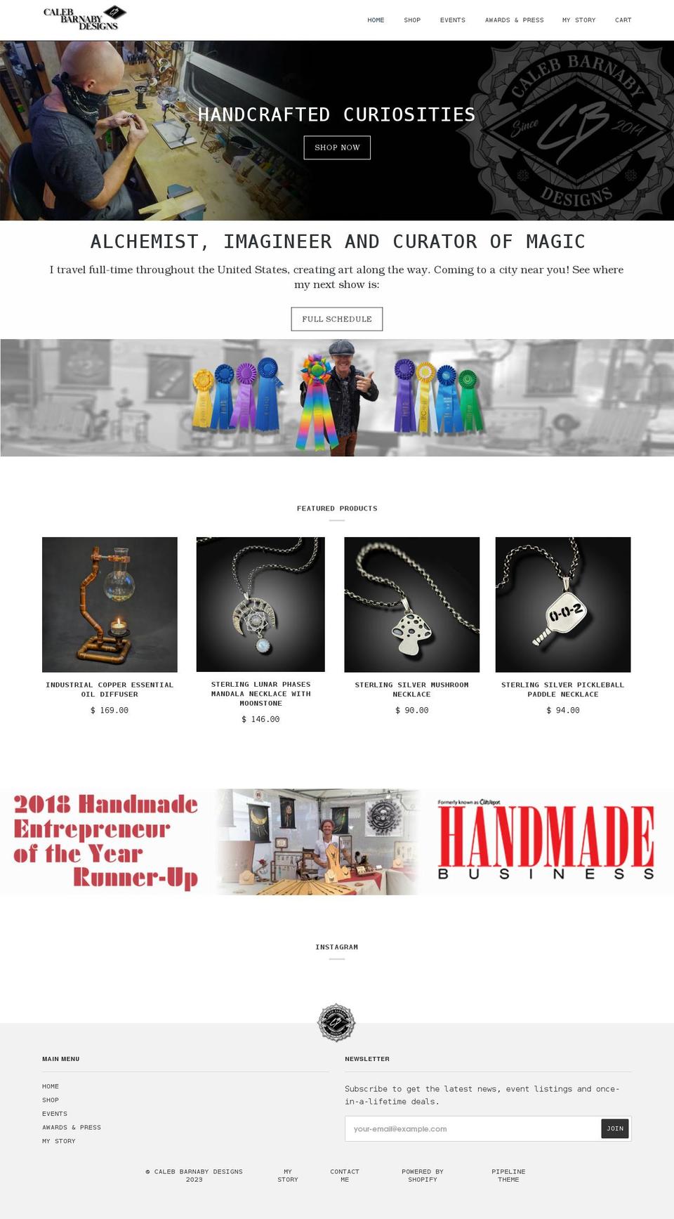 calebbarnabydesigns.com shopify website screenshot