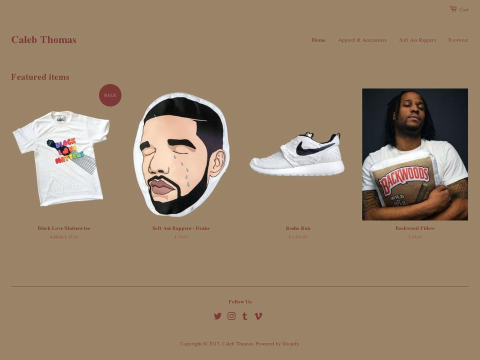 calebthomas.us shopify website screenshot