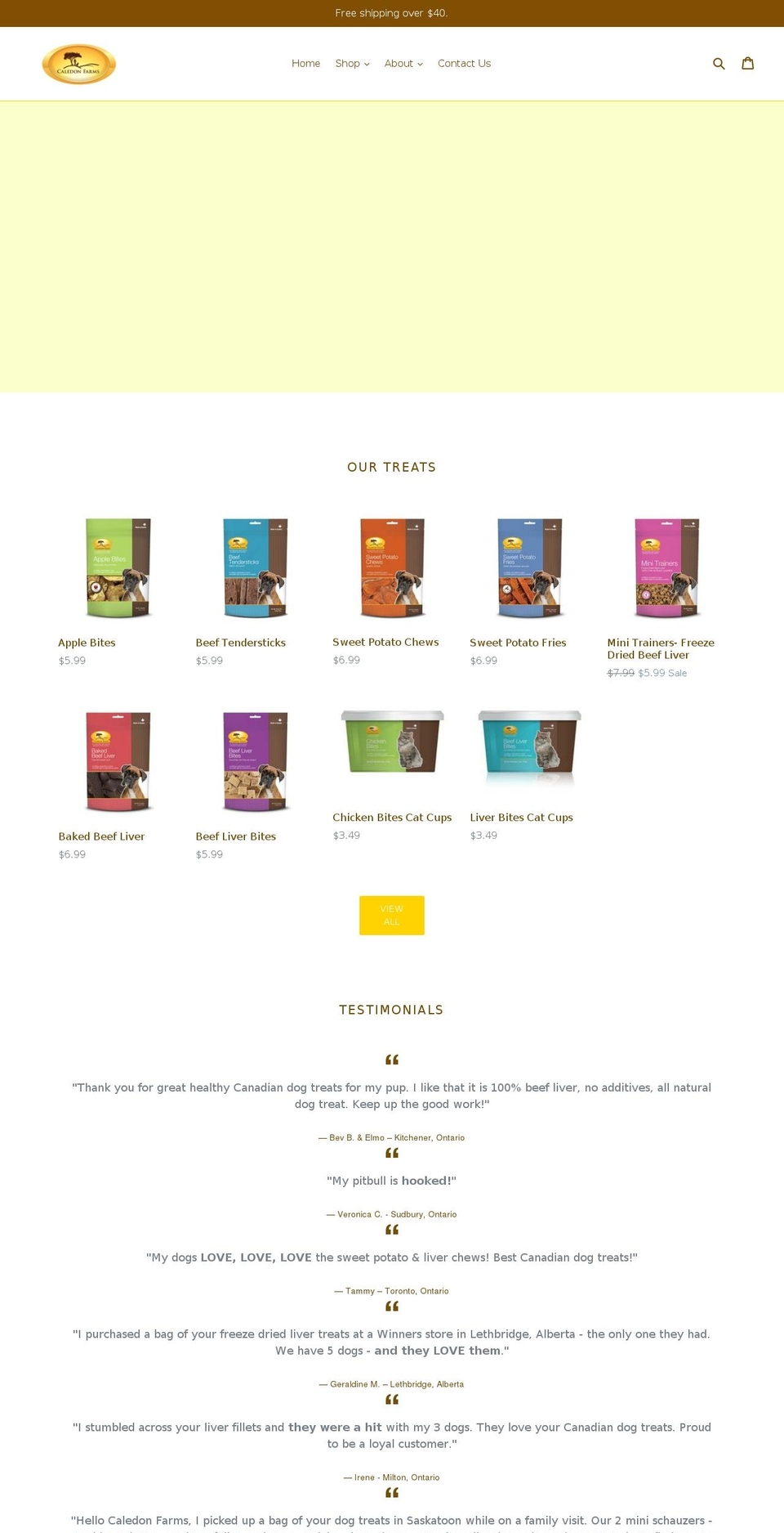 caledonfarms.com shopify website screenshot