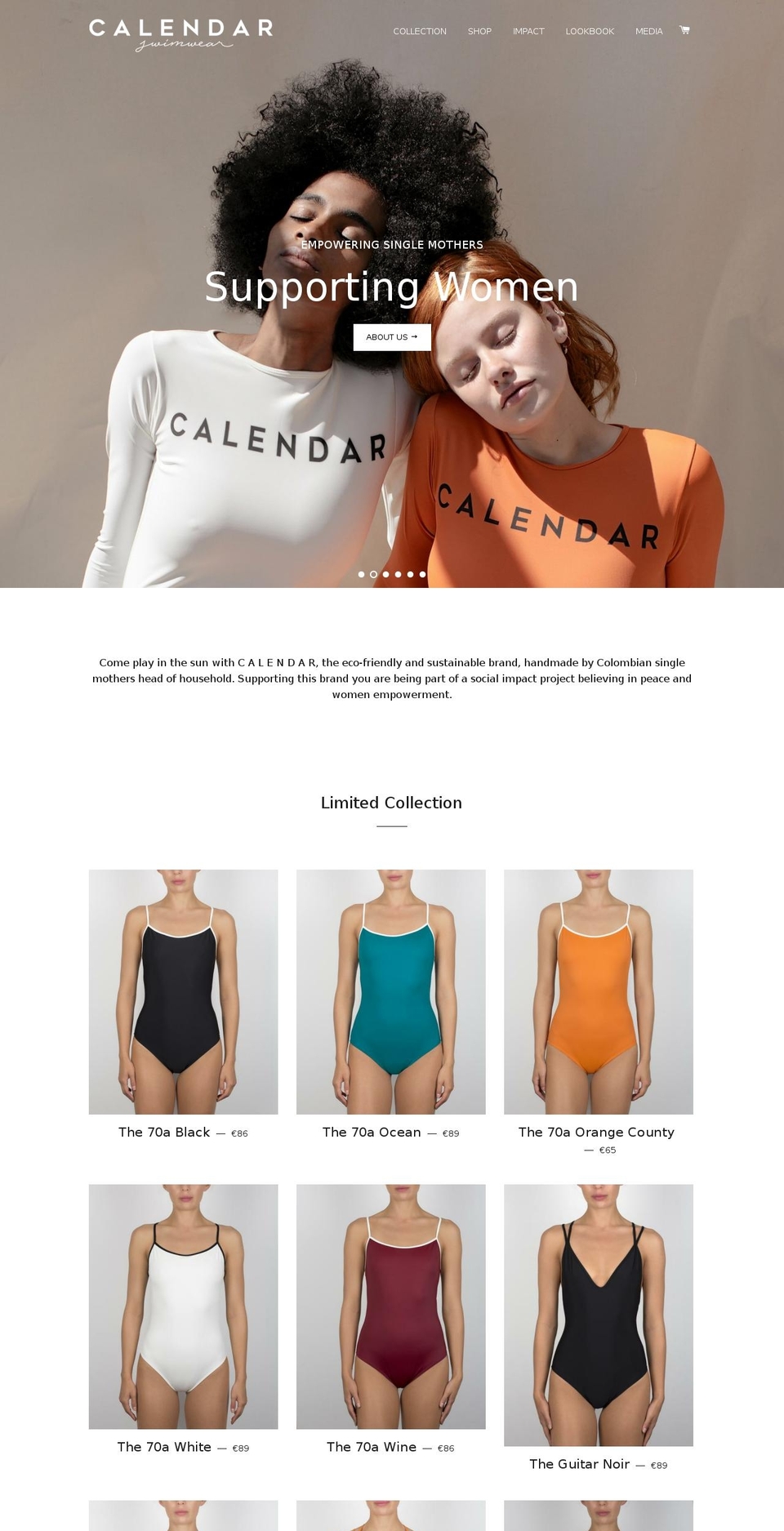calendarswimwear.com — Shopify storefront screenshot