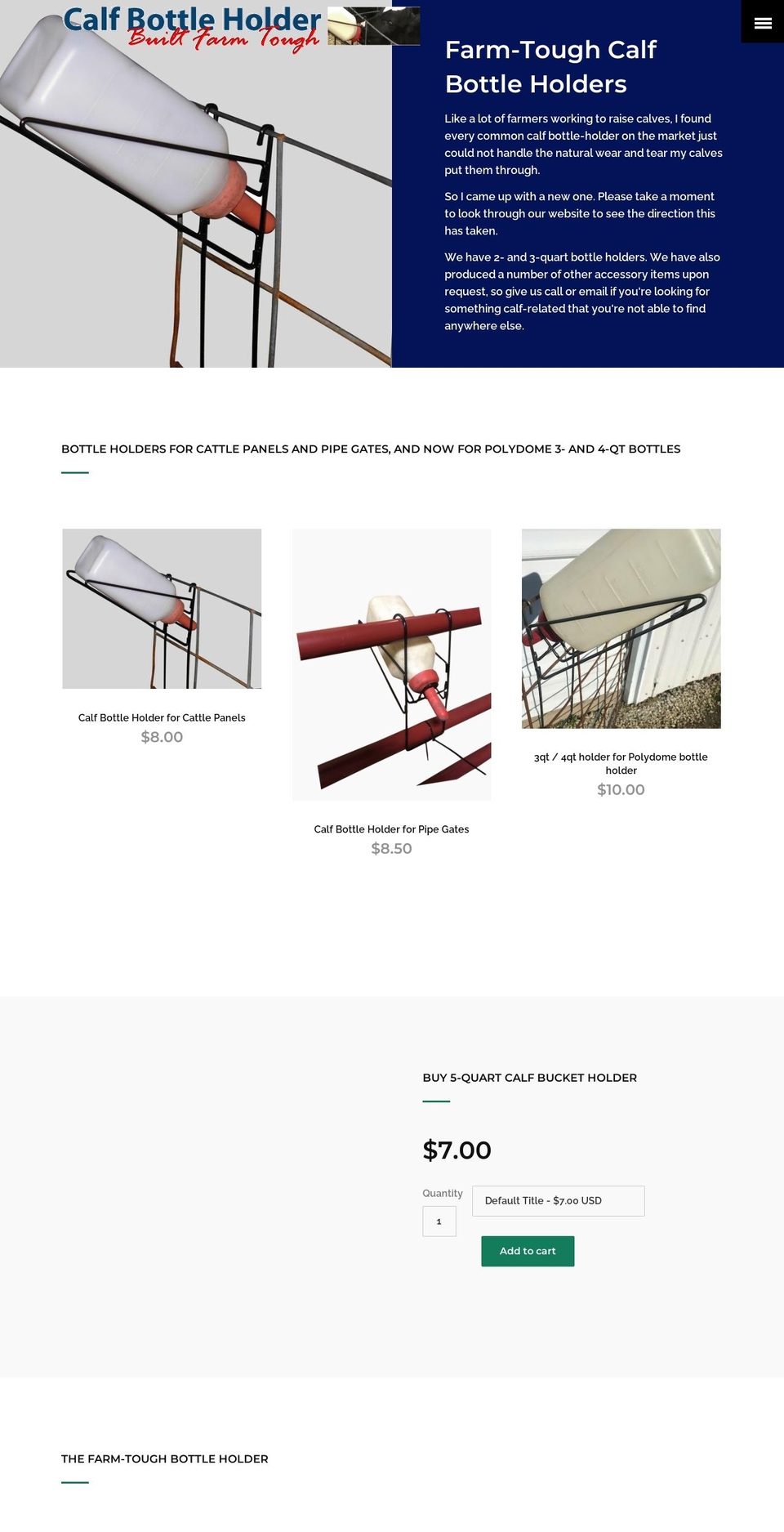 calfbottleholder.com shopify website screenshot
