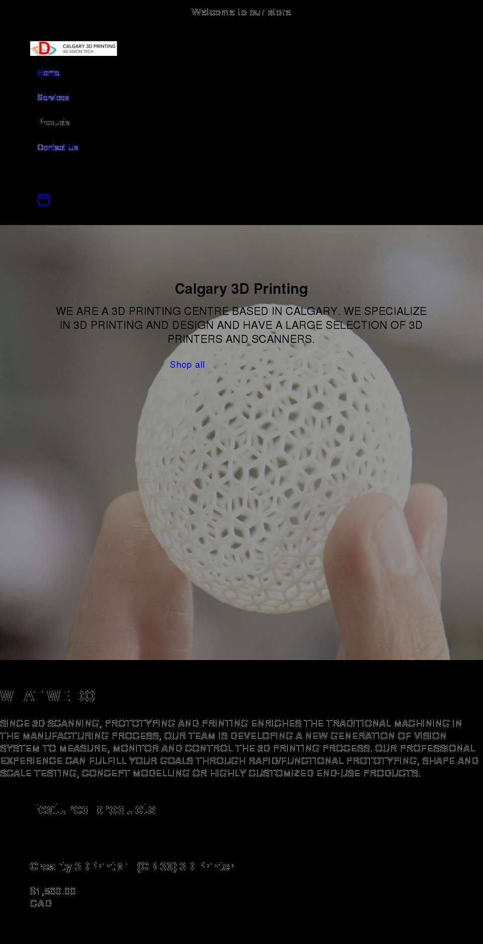 calgary3dprinting.com shopify website screenshot