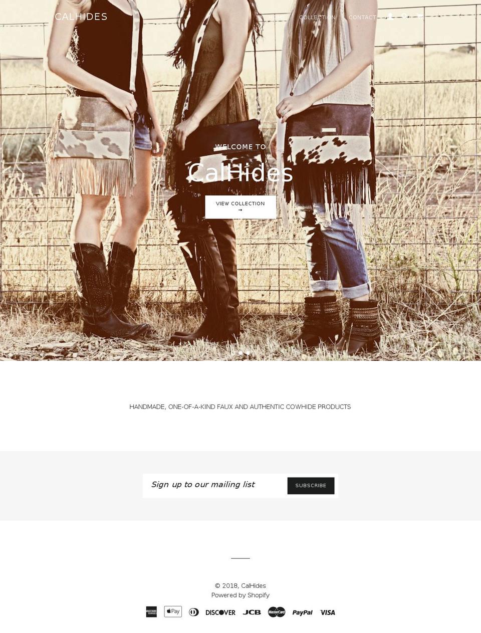 calhides.com — Shopify storefront screenshot