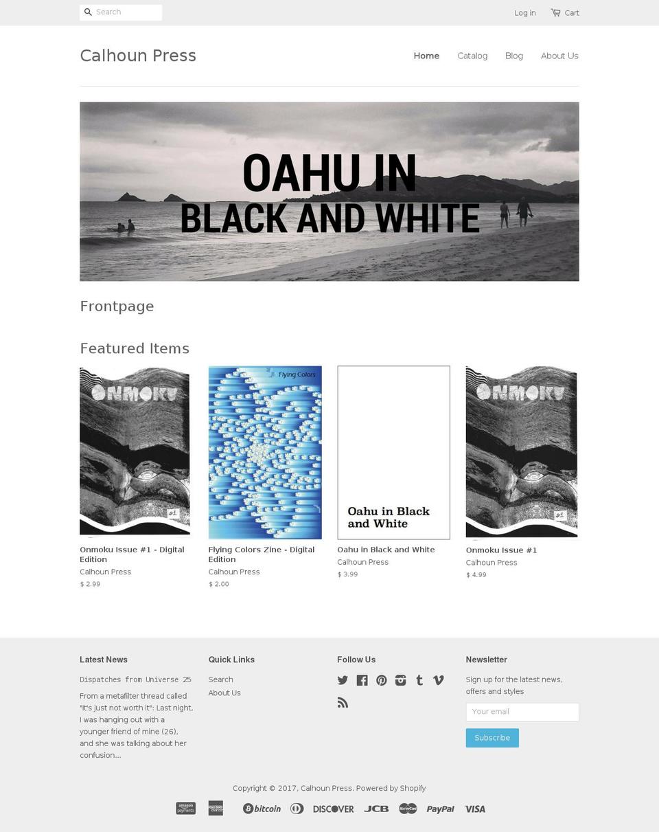 calhounpress.net shopify website screenshot