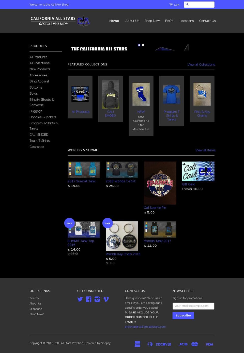 cali-all-stars-proshop.myshopify.com shopify website screenshot