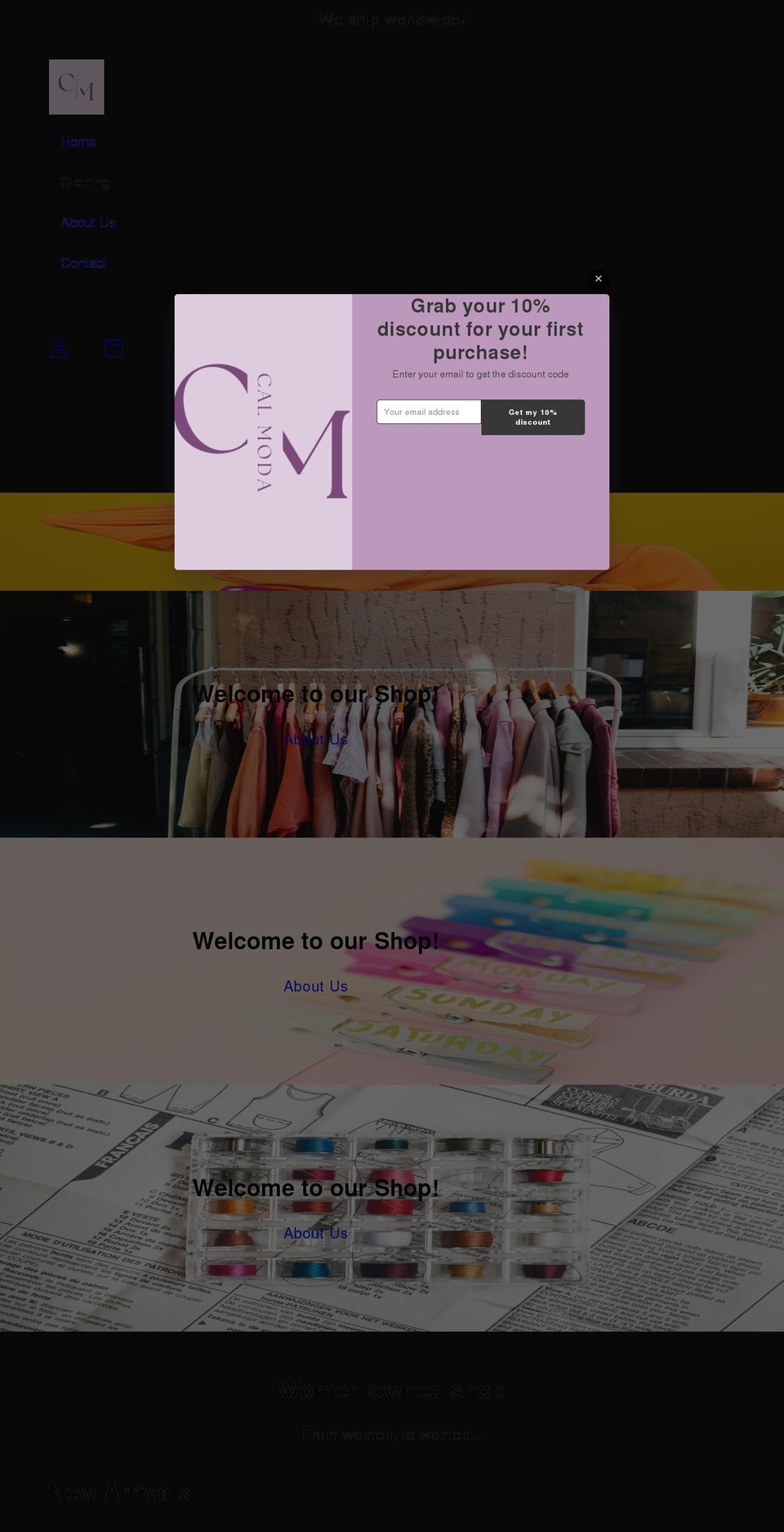 cali.clothing shopify website screenshot