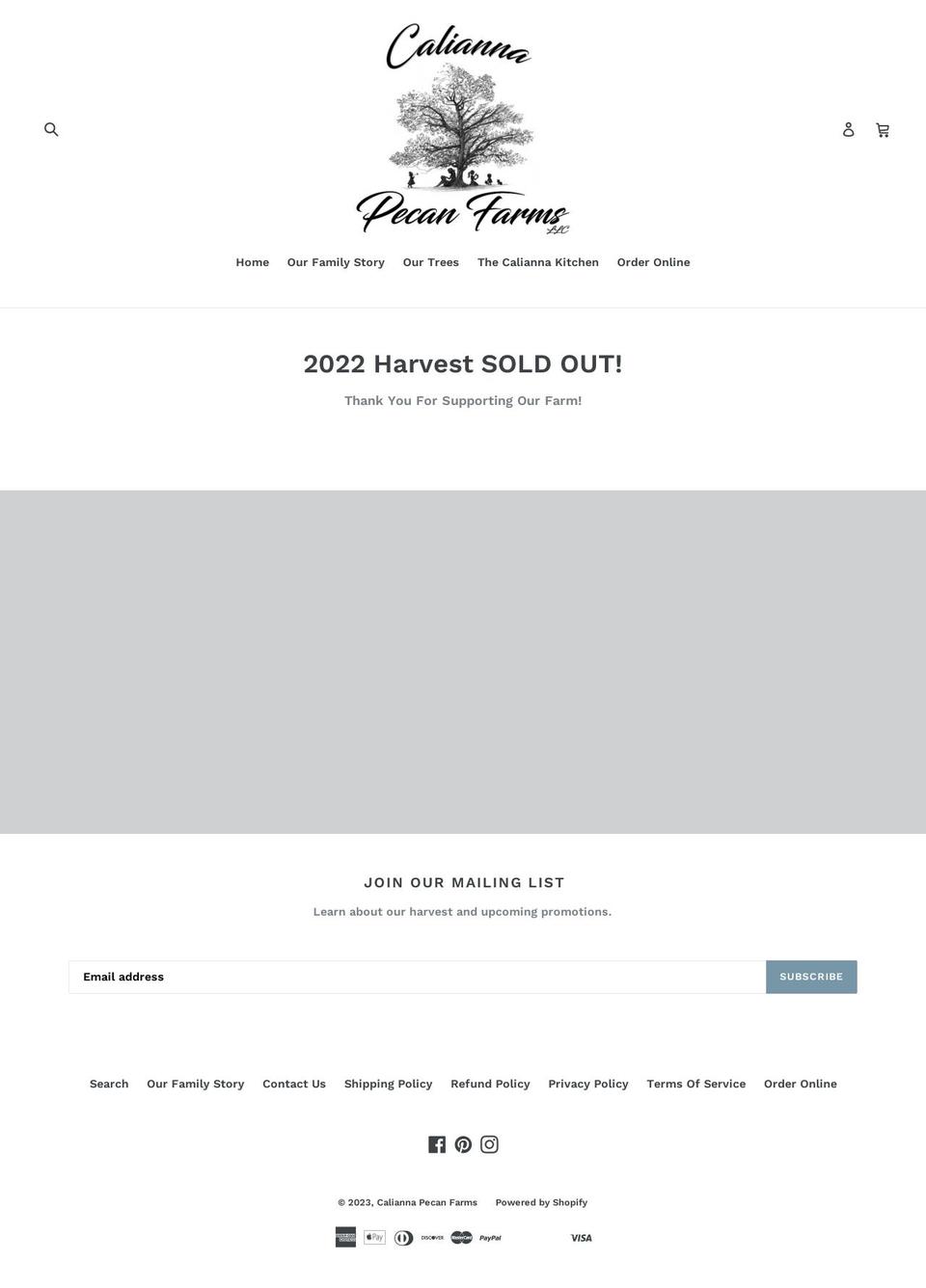 caliannapecanfarms.com — Shopify storefront screenshot